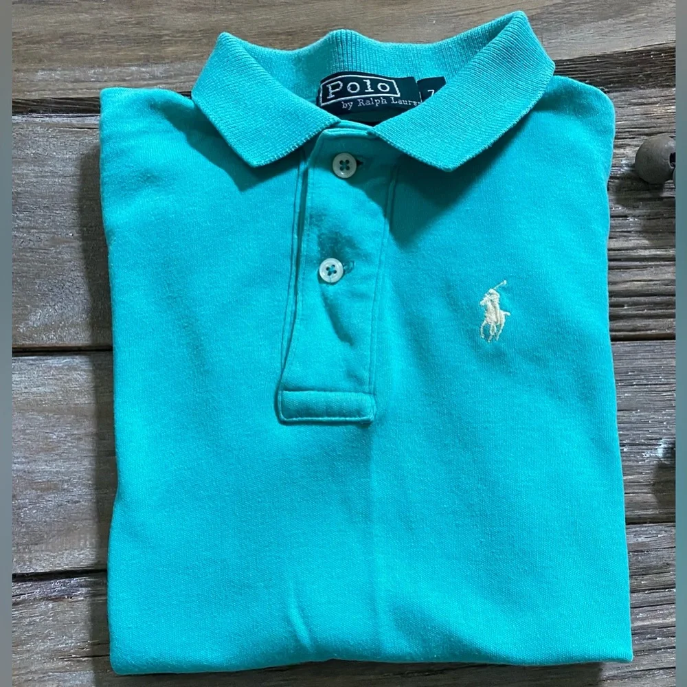 Vintage Polo by‎ Ralph Lauren Boy’s Sz 7 SeaFoam Green Short Sleeve Cotton Polo